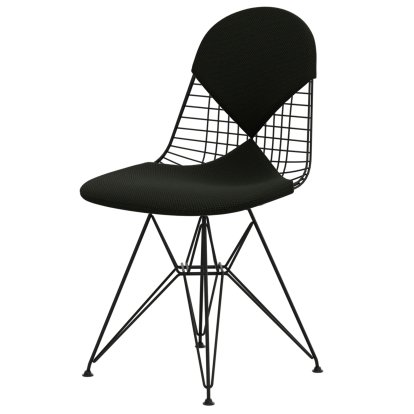 Wire Chair DKR , Powder-coated basic dark, Seat and backrest cushion (Bikini), Apollo forest / black