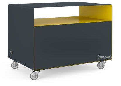 Trolley R 107, Bicoloured, Anthracite grey (RAL 7016) - Traffic yellow (RAL 1023), Industrial castors