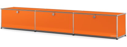 USM Haller Lowboard XL, Customisable, Pure orange RAL 2004, With 3 drop-down doors, 35 cm