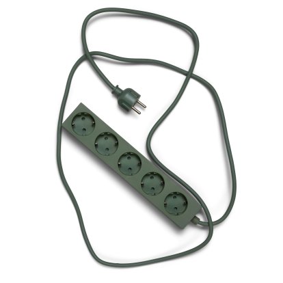 Power Bar / Beam socket strip, 5 sockets, Mossy green, 5 m