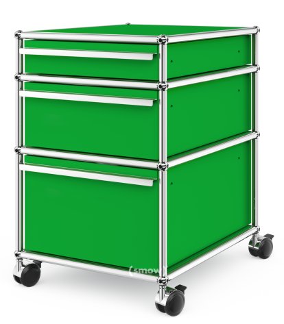 USM Haller Mobile Pedestal with 3 Drawers Type 2 (with Counterbalance), No locks, USM green