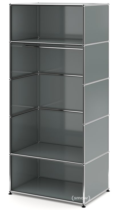 USM Haller Clothes Rack M with Rail, Model 2, Mid grey RAL 7005