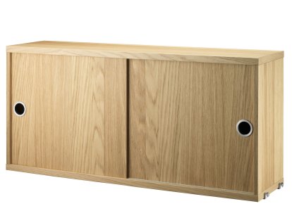 String System Cabinet With Sliding Doors, Oak veneer, 20 cm