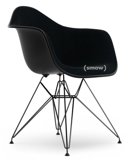 Eames Plastic Armchair RE DAR, Deep black, With full upholstery, Nero, Standard version - 43 cm, Coated basic dark