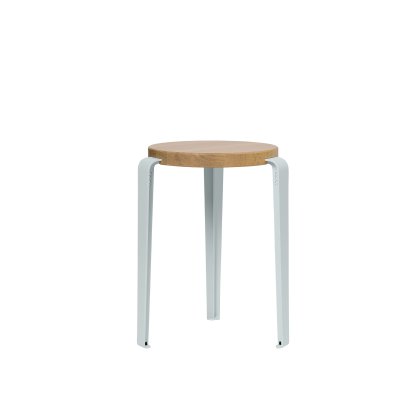 Lou Stool, Solid Wood, Solid oak, Pale blue