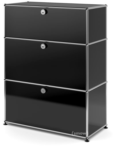 USM Haller Storage Unit with 3 Drawers, H 95 + 4 x W 75 x D 35 cm, Graphite black RAL 9011