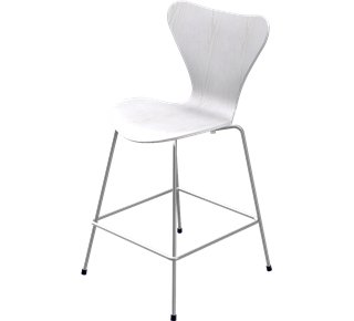 Series 7 Bar Stool 3187/3197, 64 cm, Coloured ash, White