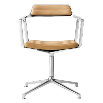 Swivel 452 Chair, Polished, Fixed base, Leather camel