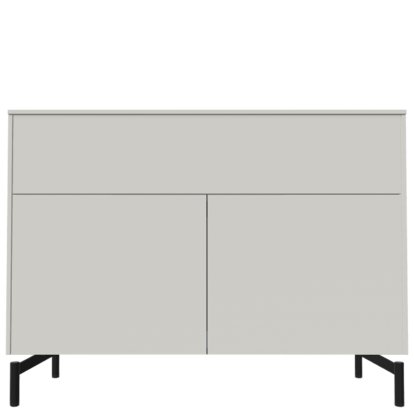Aventa Sideboard with Door and Drawer, 120 cm, 3 Height grids, Melamine white, Metal feed