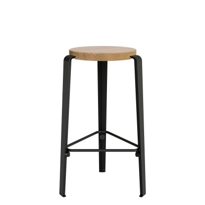 Lou Bar Stool, 66 cm, Solid oak, Graphite black