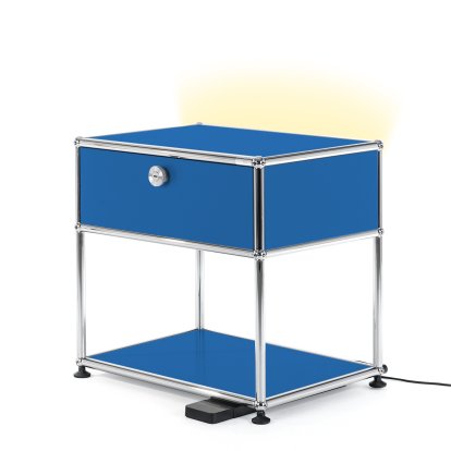 USM Haller Bedside Table with Dimmable Light, Gentian blue RAL 5010