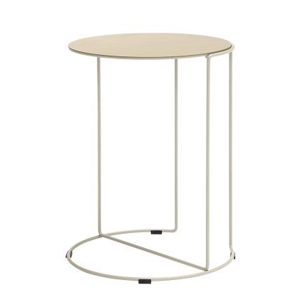 Oki Saddle Side Table, H 51 x ø 40 cm, Leather Saddle clay, Matt sand powder-coated