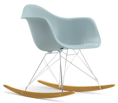Eames Plastic Armchair RE RAR, Ice grey, Chrome-plated, Yellowish maple