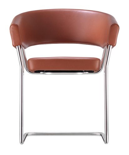D9 Armchair, Leather cinnamon, Chrome-plated steel tubing, Felt glides