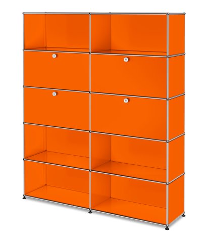 USM Haller Storage Unit L, Customisable, Pure orange RAL 2004, With 2 drop-down doors, With 2 drop-down doors, Open, Open
