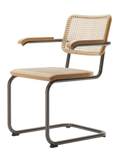S 64 V Pure Materials Special Edition Cantilever Chair, Oak, Black chrome