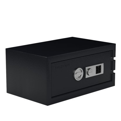 Balzsafe Connect Safe for USM Haller Shelves, 75 cm x 35 cm x 50 cm, Graphite black RAL 9011, Electronic combination lock with master key