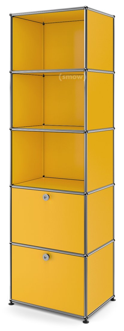 USM Haller Bookcase 50, With 2 drop-down doors, Golden yellow RAL 1004