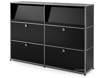 USM Haller Highboard L with Angled Shelves, Graphite black RAL 9011
