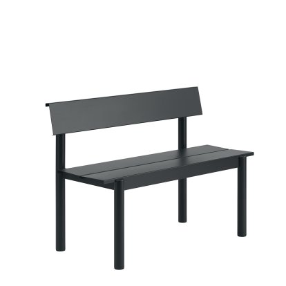 Linear steel bench with backrest, L 110 x W 50,9 cm, Black