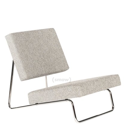 Hirche Lounge Chair, Fabric, salt & pepper, Chrome, without footstool