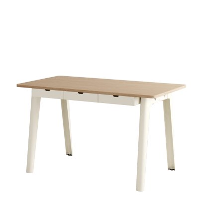 New Modern Desk, Metal/wood, 130 x 70 cm, With storage module, Cream white
