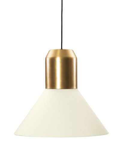 Bell Light Pendant Lamp, Brass, White fabric, H 22 x ø 45 cm