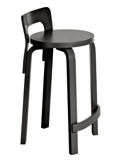 Kitchen Chair K65, Seat and legs black varnished