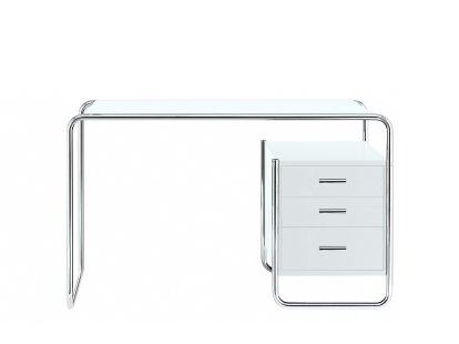 S 285/1 - S 285/2 Desk, Ash pure white, open-pored lacquered, S 285/2: 1 large drawer unit inside, right