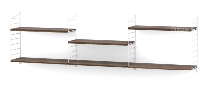 String System Shelf L, 20 cm, White, Walnut veneer