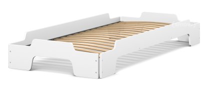 Rolf Heide Stacking Bed Comfort, White lacquered, Rollable