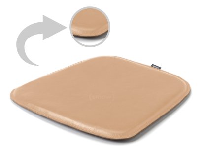 Leather Seat Pad for Eames Armchairs , Front and back leather, Beige