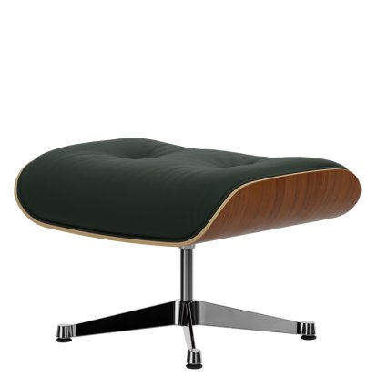 Eames Lounge Chair Ottoman, Walnut, natural, Leather Premium F jade, Aluminium polished