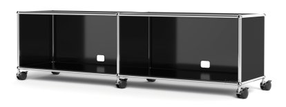 USM Haller TV-/HiFi-Lowboard, Customisable, Graphite black RAL 9011, With 2 drop-down doors, With cable entry hole bottom centre