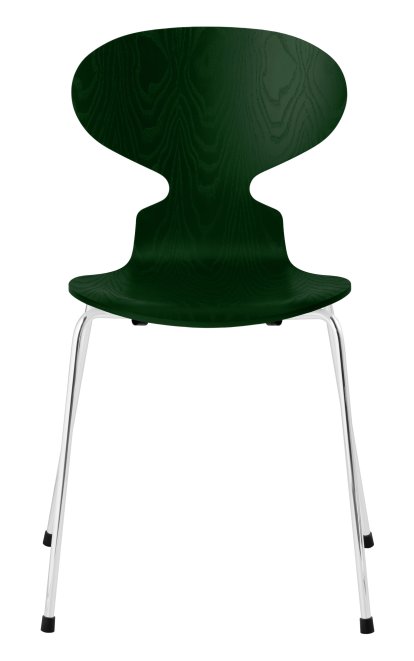 Ant Chair 3101, Coloured ash, Evergreen, Chrome