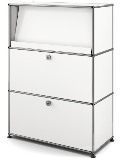 USM Haller Highboard M with Angled Shelf, Pure white RAL 9010