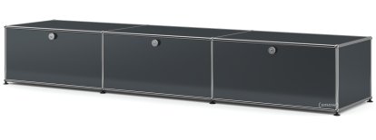 USM Haller Lowboard XL, Customisable, Anthracite RAL 7016, With 3 drop-down doors, 50 cm