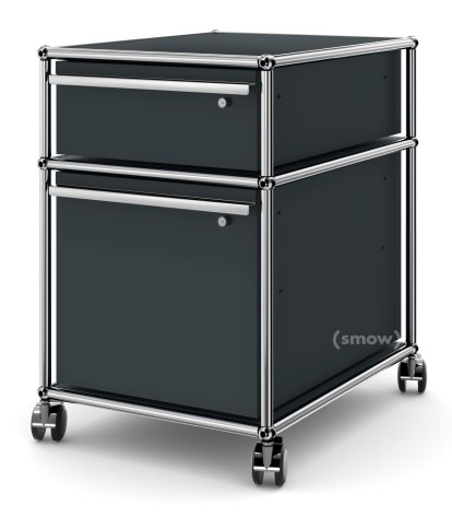 USM Haller Mobile Pedestal with Hanging File Basket, All compartments with a lock, Anthracite RAL 7016