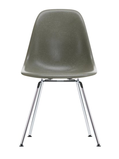 Eames Fiberglass Chair DSX, Eames raw umber, Polished chrome