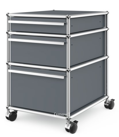 USM Haller Mobile Pedestal with 3 Drawers Type 2 (with Counterbalance), No locks, Mid grey RAL 7005