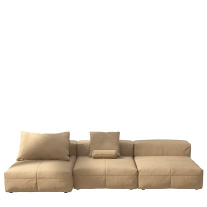 Vetsak Sofa Set 4, Leather - Beige, With cushions