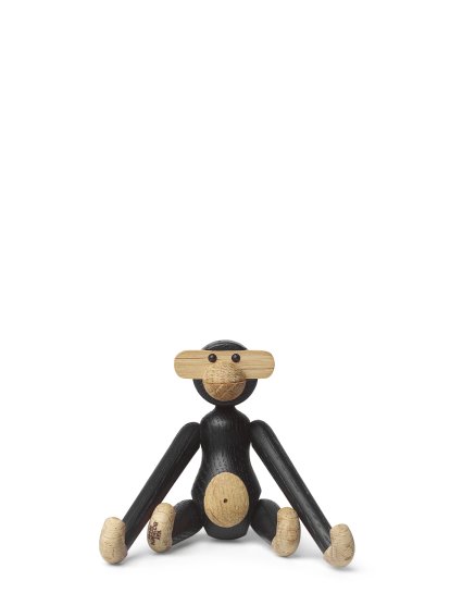 Monkey Wooden Figure, Mini (H 9,5 cm), Dark stained oak/natural oak