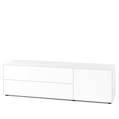 Nex Pur Box 2.0 with drawers and doors, 48 cm, H 50 cm x B 180 cm (with door and two drawers), White