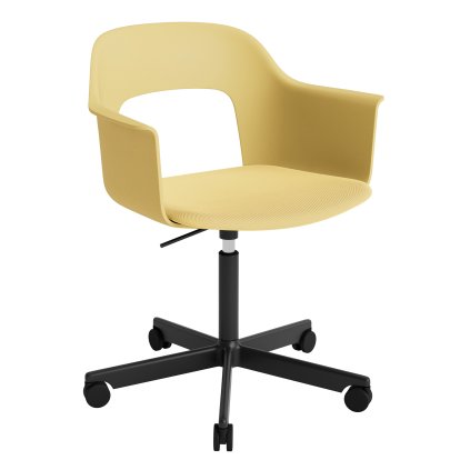 Layout 243 Swivel Armchair with Upholstered seat, Biscotti / Relate 431, Black powder coated aluminium