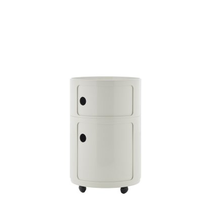 Componibili Container Big, 2 Compartments, White, With castors