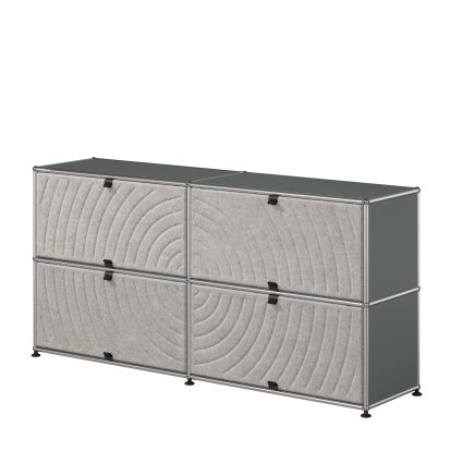 USM Haller Sideboard L with four USM Haller Soft Panels, round, Mid grey RAL 7005, Grey