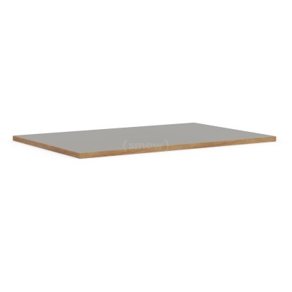 Table Top for Eiermann Table Frames, Linoleum ash grey (Forbo 4132) with oak edge, 200 x 90 cm