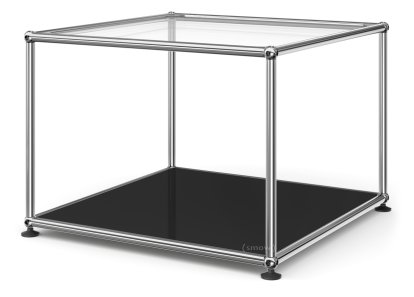 USM Haller Side Table 50, Upper panel glass, lower panel metal, Graphite black RAL 9011