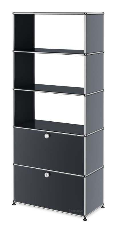 USM Haller Storage Unit with 2 Doors, without upper Rear Panels, Anthracite RAL 7016