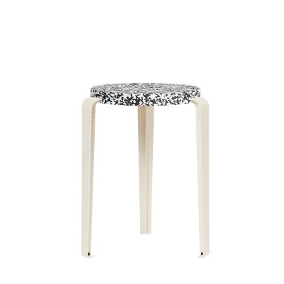 Lou Stool, Recycled Plastic, Macchiato, Cream white